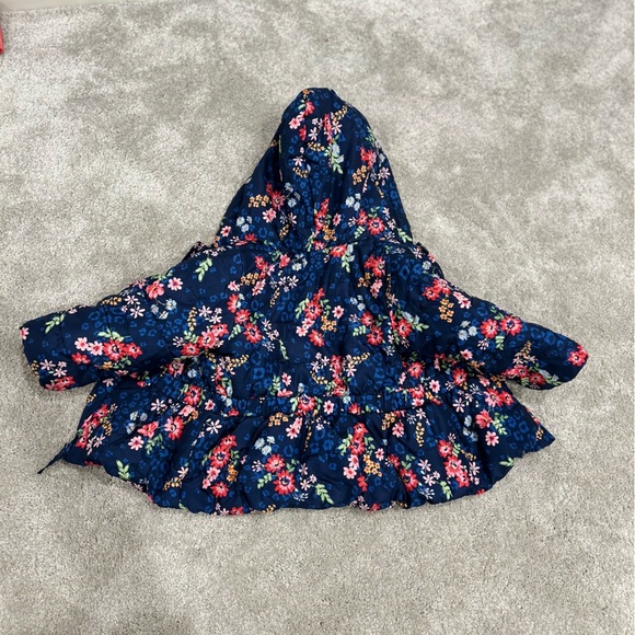 Toddler Girls Floral Hooded Coat with Pink Lining - 2T - Picture 4 of 5